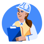 Une illustration d'une femme travailleuse de la construction.