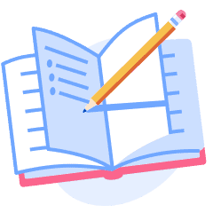 Illustration d'un livre ouvert avec un crayon écrivant une liste de contrôle dessus.